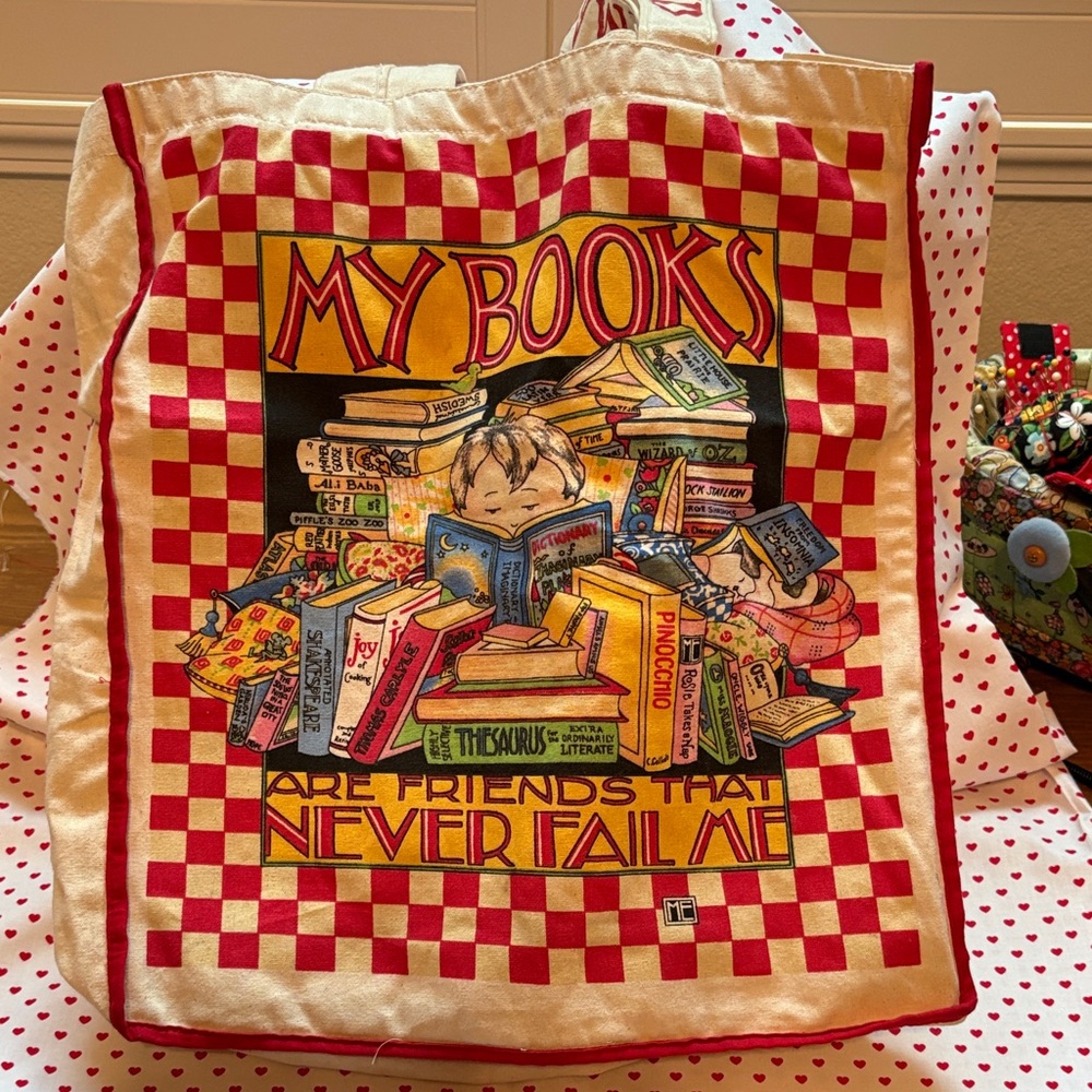 Mary Engelbreit Vintage Colorful Book-Themed Tote Bag